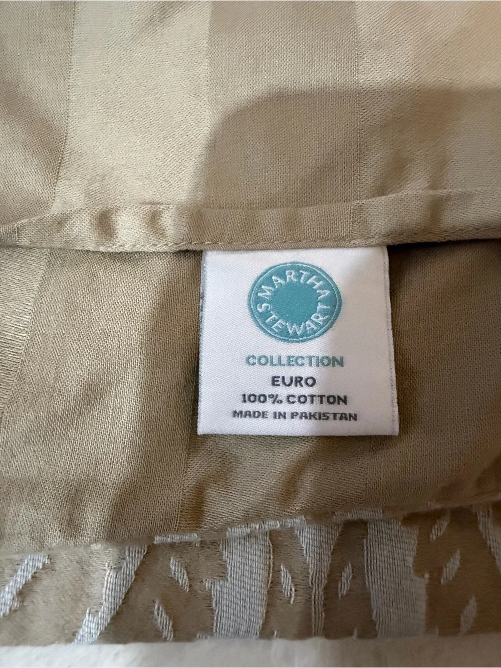 Martha Stewart Collection Euro Sham Embossed Quilt-Style Taupe Cream Replacement